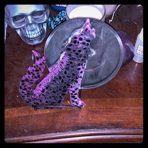 Golden obsidian moon phase wolf mirror